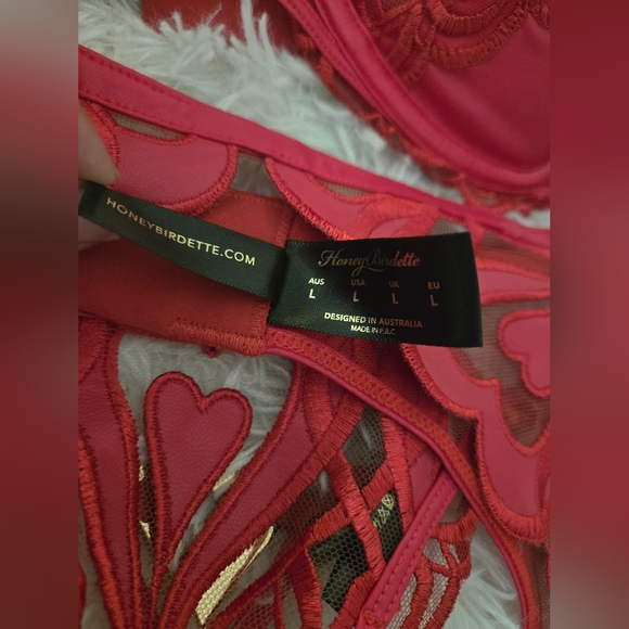 Honey Birdette Red Heart Set 38D - Picture 4 of 11